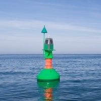 Green Bifurcation buoy for marine navigation
