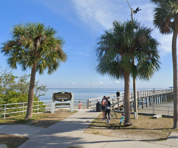 Memorial Pier Sign at Safety Harbor Waterfront Park