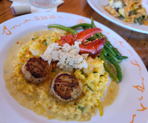Ulele Restaurant scallop and lobster claw main course