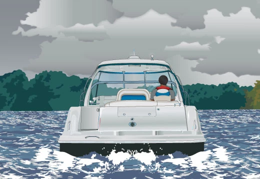 What is the best course of action if you see a thunderstorm approaching? thunderstom-approaching-boater